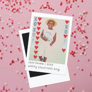 Kids Valentine Instant Photo Card Blue & Red