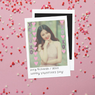 Kids Valentine Instant Photo Card Purple & Pink