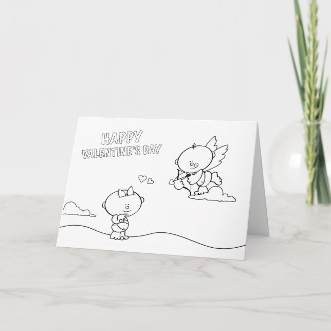 Kids Valentine Love Colouring Card (Front)