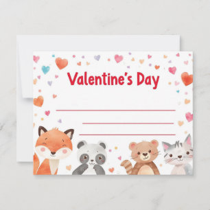 Kids Valentine Mini Note Cards Cute Cartoons