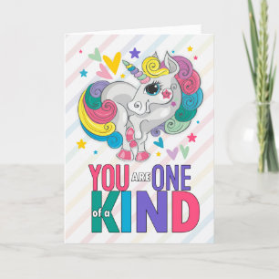 Kid's Valentine Rainbow Unicorn One of a Kind Holiday Card