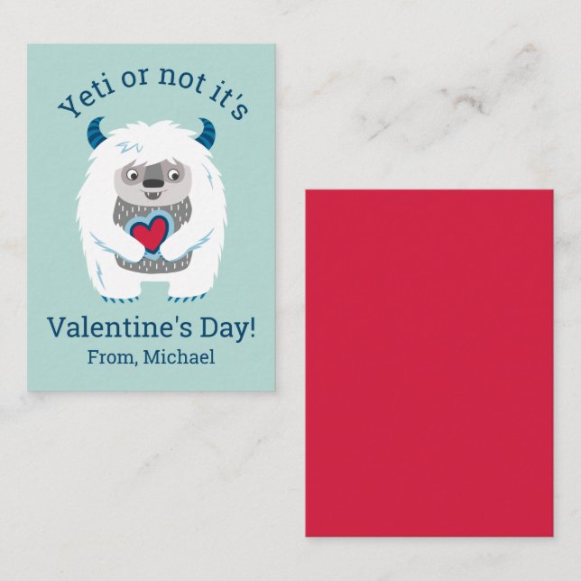 Kids Valentine Yeti Card (Front/Back)