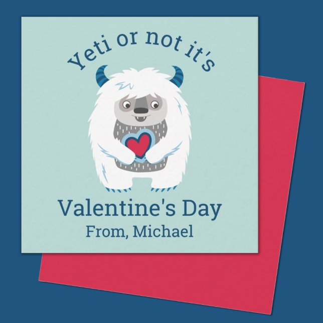 Kids Valentine Yeti Card (A fun mini yeti valentine card. perfect for a school classroom exchange)