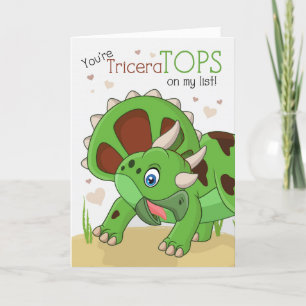 Kid's Valentine You're TriceraTOPS Dinosaur Holiday Card