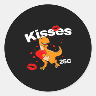 Kids Valentines Day Boy Dinosaur Son Rex Kisses 25 Classic Round Sticker