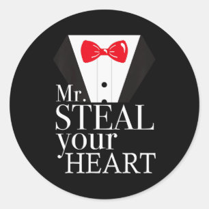 Kids Valentines Day Boys Mr. Steal Your Heart Suit Classic Round Sticker