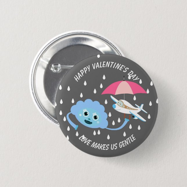 Kids Valentine's Day classic round sticker button (Front & Back)