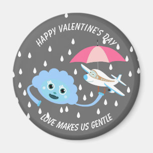 Kids Valentine's Day classic round sticker button Magnet