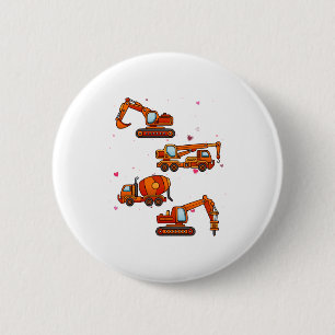 Kids Valentines Day Construction Trucks Boys Kids  6 Cm Round Badge