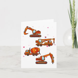 Kids Valentines Day Construction Trucks Boys Kids Card