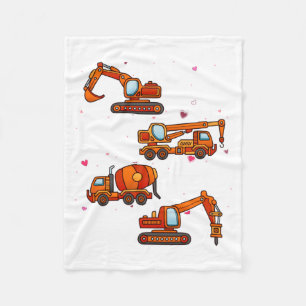 Kids Valentines Day Construction Trucks Boys Kids Fleece Blanket