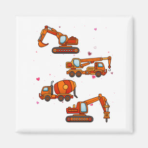 Kids Valentines Day Construction Trucks Boys Kids  Magnet