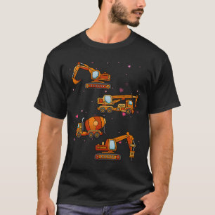 Kids Valentines Day Construction Trucks Funny Boys T-Shirt