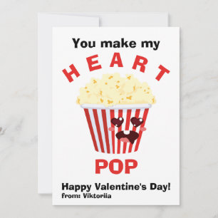 Kids Valentine's Day Cute Popcorn Holiday Card