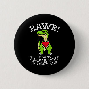 Kids Valentines Day Dino Rawr I Love You Boys Kids 6 Cm Round Badge