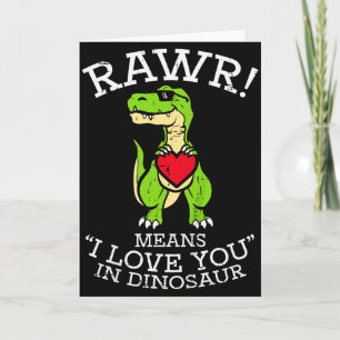 Kids Valentines Day Dino Rawr I Love You Boys Kids Card