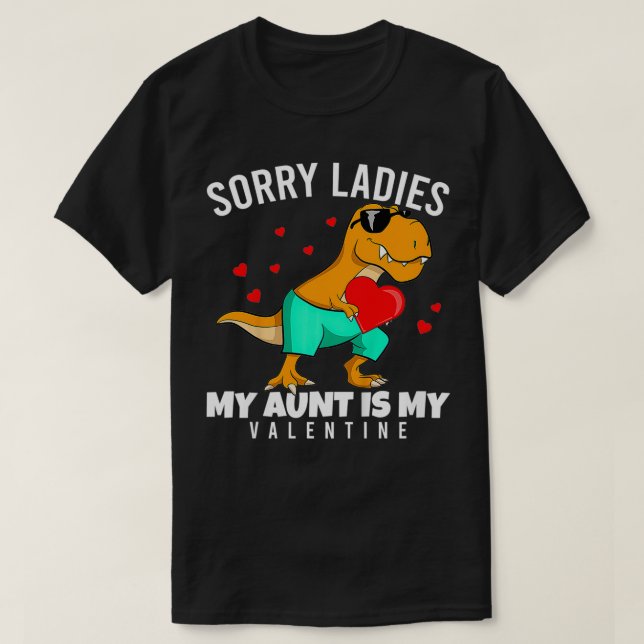Kids Valentines Day Dinosaur Auntie Aunt Is My Val T-Shirt (Design Front)