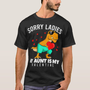 Kids Valentines Day Dinosaur Auntie Aunt Is My Val T-Shirt