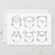 Kids Valentine's day Hearts Animals Colouring Car