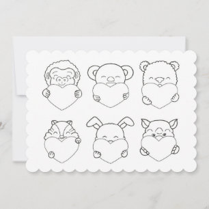 Kids Valentine's day  Hearts Animals Colouring Car