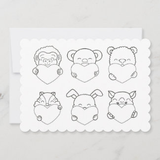 Kids Valentine's day Hearts Animals Colouring Car