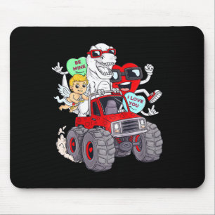 Kids Valentines Day Hearts T Rex Cupid Monster Tru Mouse Pad