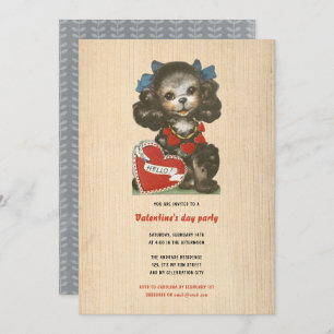 Kids Valentine's Day Holiday Cute Dog Retro Simple Invitation