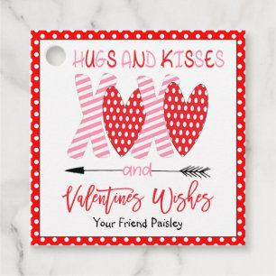 Kids Valentines Day Hugs and Kisses Favour Tags