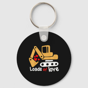 Kids Valentines Day Loads Of Love Excavator Kids B Key Ring