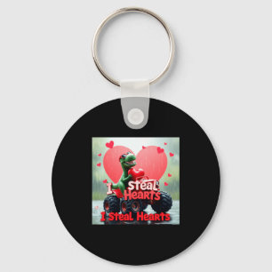 Kids Valentines Day Monster Truck Trex I Steal Hea Key Ring