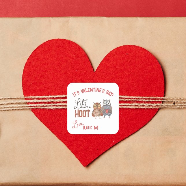 Kids Valentine's Day Owls Cute Square Sticker (Creator Uploaded)