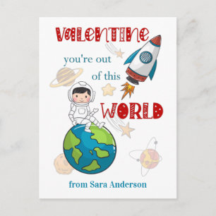 Kids Valentines Day Space Out Of This World Postcard