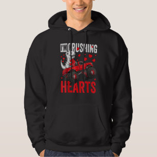 Kids Valentines Day Trex Riding Monster Truck Crus Hoodie