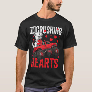 Kids Valentines Day Trex Riding Monster Truck Crus T-Shirt