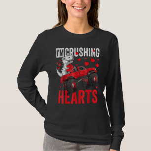 Kids Valentines Day Trex Riding Monster Truck Crus T-Shirt