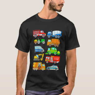 Kids Vehicles Police Fire Brigade Rubbish Removal T-Shirt
