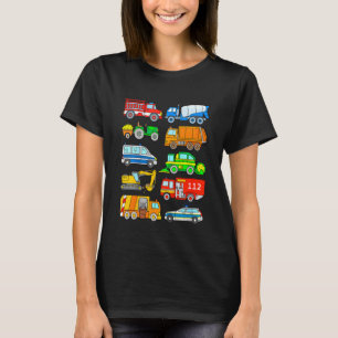 Kids Vehicles Police Fire Brigade Rubbish Removal T-Shirt
