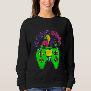 Kids Video Game Controller Jester Mardi Gras Gamin Sweatshirt