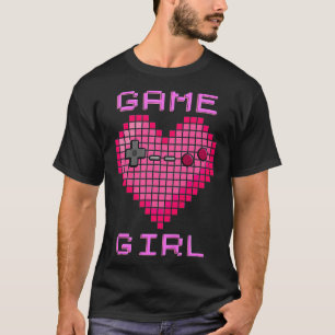 Kids Video Game Girl Retro Gaming Pixel Heart Cont T-Shirt