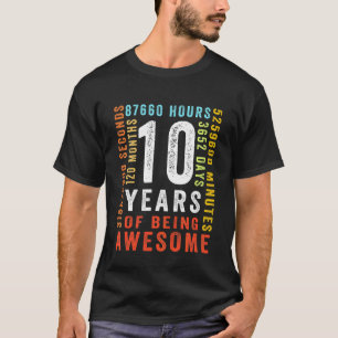 Kids Vintage 10th Birthday  10 Years Old Being Awe T-Shirt