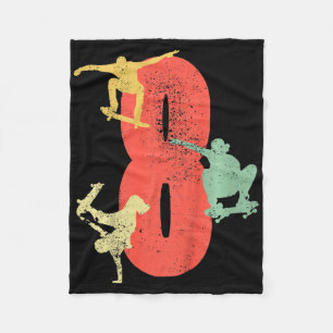 Kids Vintage Distressed Retro Kids Skateboarding 8 Fleece Blanket