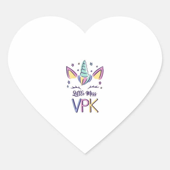 Kids VPK Girl First Day Little Miss VPK T-Shirt Heart Sticker (Front)