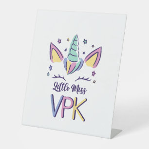 Kids VPK Girl First Day Little Miss VPK T-Shirt Pedestal Sign