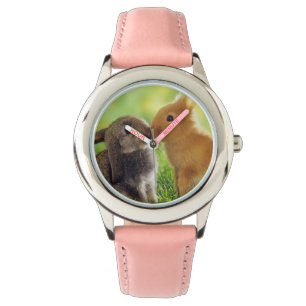 Kid's watch rabbit bunny snuggle brown green