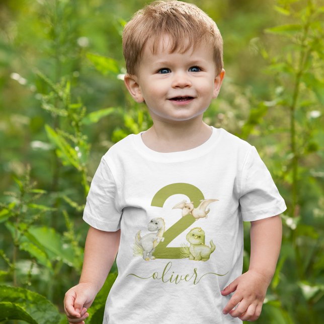 Kids Watercolor Dinosaur Birthday Baby T-Shirt (Creator Uploaded)