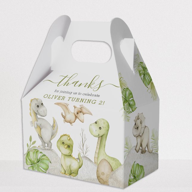 Kids Watercolor Dinosaur Birthday Party Favour Box (Creator Uploaded)