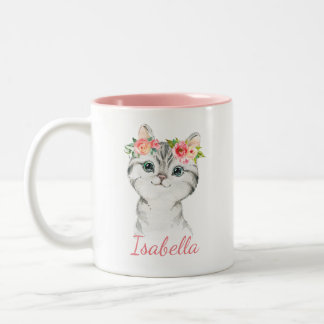 Kids Watercolor Kitten Mug