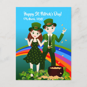 Kids wearing green Saint Patrick's Day outfits Postcard