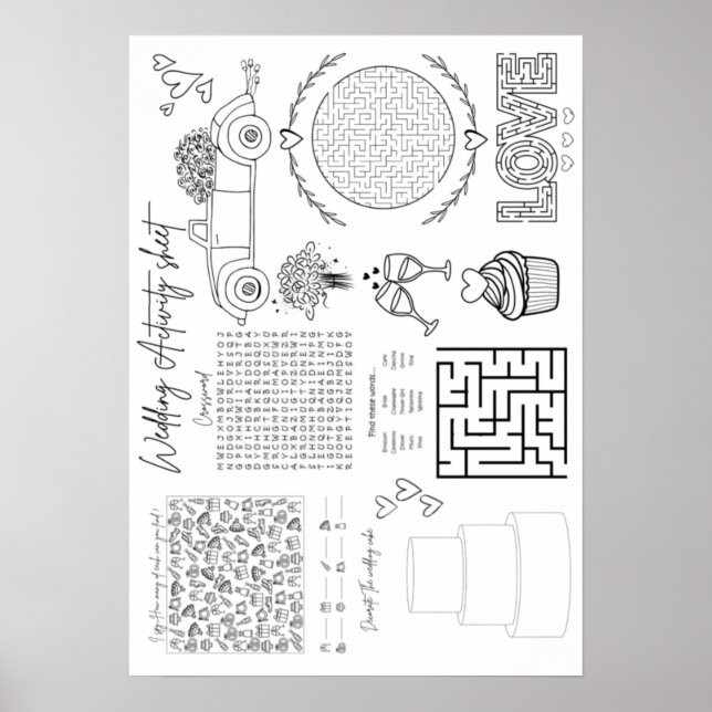 Kids wedding activity sheet poster (Front)