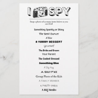 Kids Wedding/Event I-Spy Activity Game Sheet